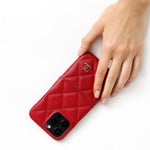 CHN Quilted Caviar Leather Case with Metal CC Emblem