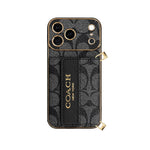 Premium Leather Coach Phone Case with Wallet and Strap for iPhone 12-18 Pro & Pro Max