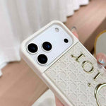 Luxury Cannage Weave iPhone Case with Gold Dior Emblem