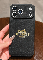 HRM Stamped Paris Emblem Leather Case for iPhone 14-18 Pro & Pro Max