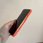 Elegant Leather CC iPhone Case Orange For iPhone 13-17 Series