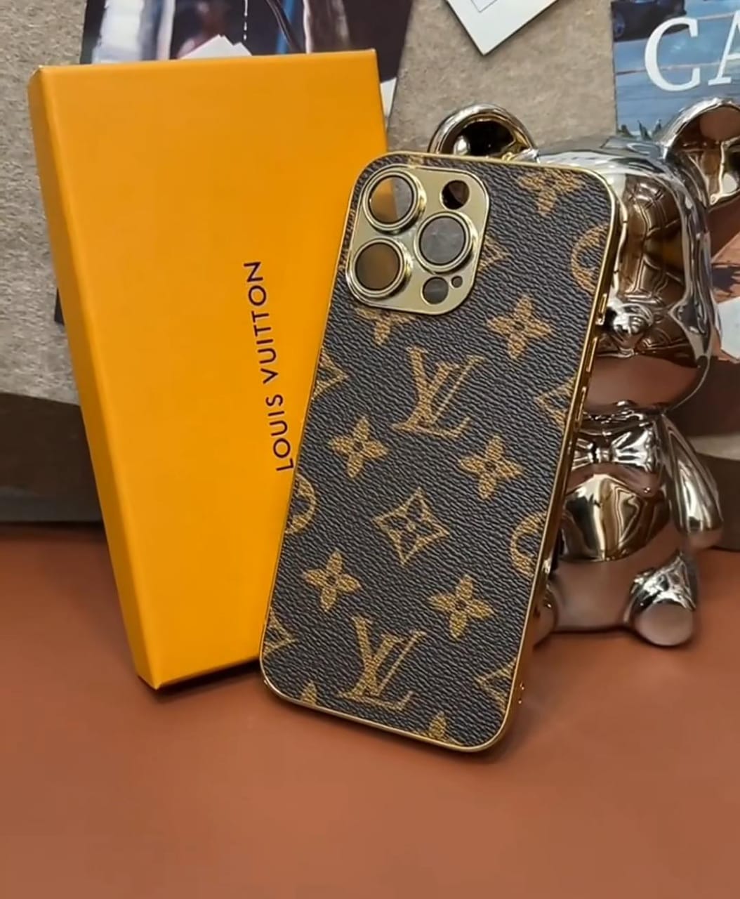 NEW DESIGN SOFT LUXURY LV IPHONE CASE WITH GOLDEN BORDER