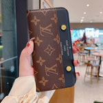 Luxury Flip Monogram Canvas Rivet Leather Case For iPhone