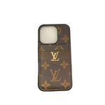 LUXURY MONOGRAM GENUINE LEATHER IPHONE CASE FLIP WALLET