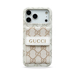 GG Stylish Leather Card Holder Case for iPhone 12-18 Pro & Pro Max