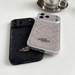 Luxury Coach Monogram Protective iPhone Case – Designer Leather Finish