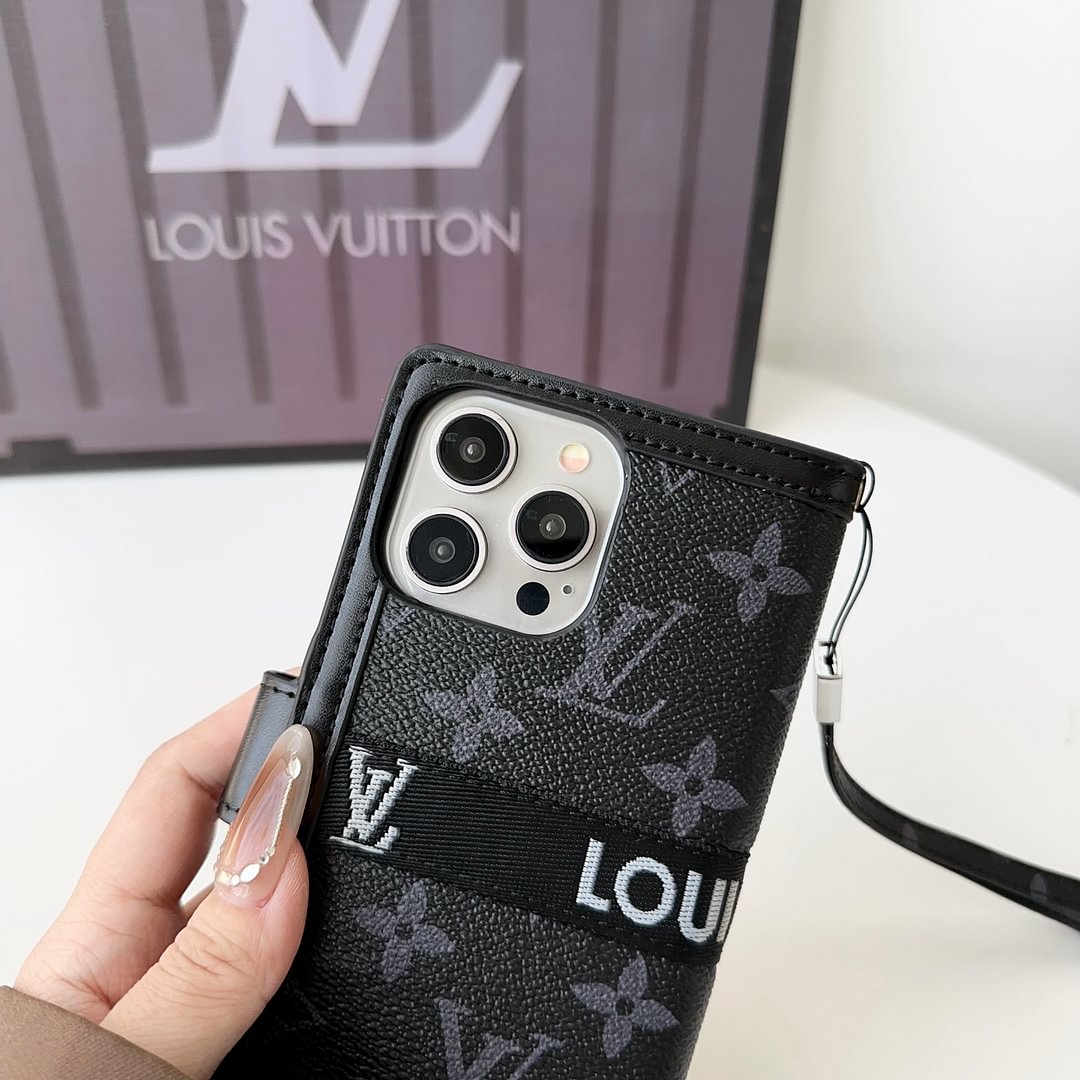 New LV Gucci Genuine Leather Monogram Wallet Apple iPhone Case