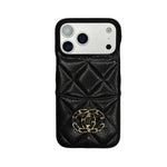 Chanel Quilted Caviar Leather Case with Chain Logo Emblem for iPhone