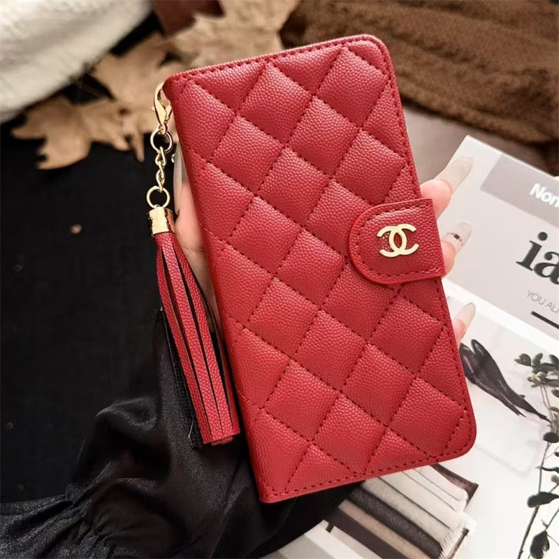 Premium Chanel Leather Wallet Leather Crossbody Bag Apple iPhone Case