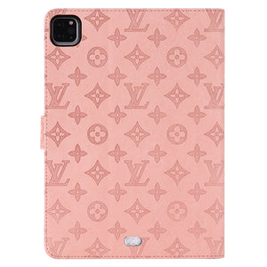 3D Embossed LV Canvas Monogram Holster Apple iPad Flip Cover With Stand Function