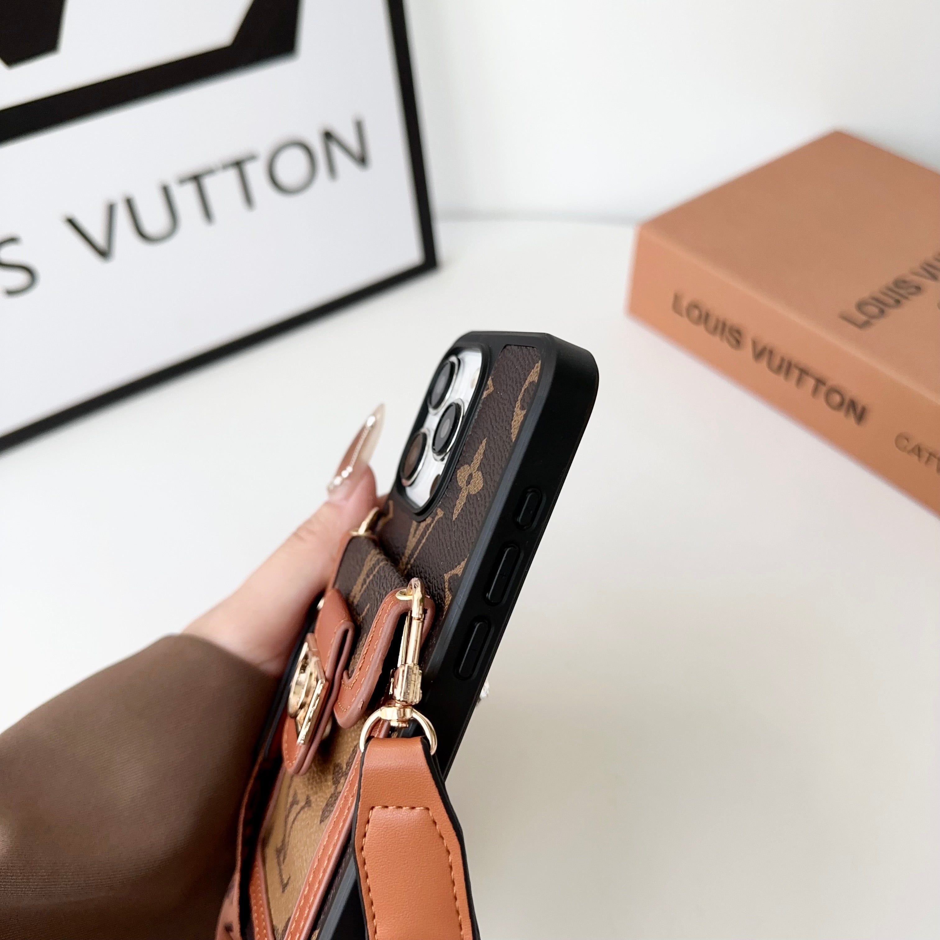 LV Dauphine Leather Monogram Crossbody iPhone Case