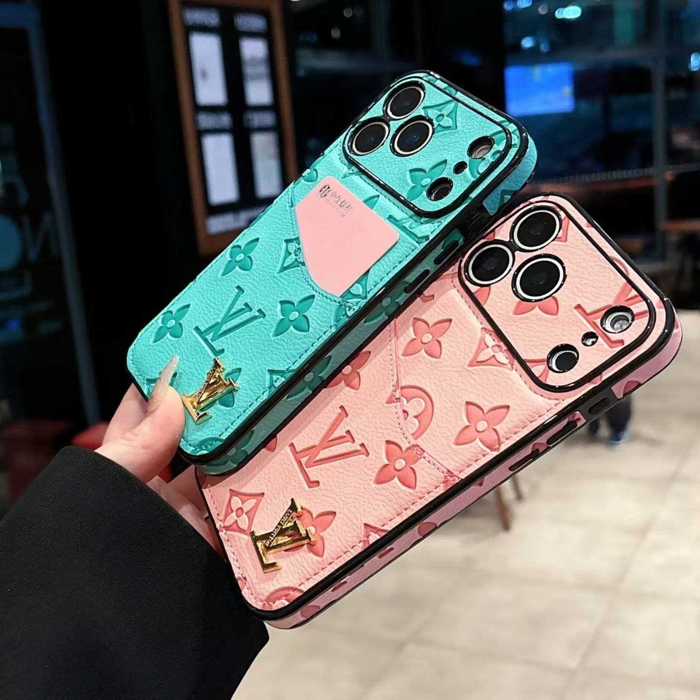 Lv Luxury Phone Case With Card Holder For iPhone 17/ 16 / 15 / 14