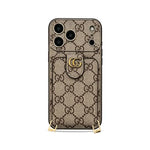 Classic Leather iPhone Case With Card Wallet And Strap