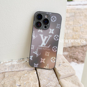 Luxury LV Monogram Frosted AG Glass Back Cover For iPhone 16 15 14