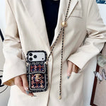 Luxury Tweed Designer iPhone Case | Classic Purse Style with Scarf Chain