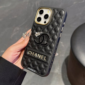 Embossed Chanel Diamond-Quilted Lambskin CC Logo Apple iPhone Case