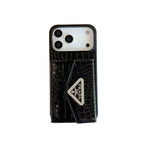 Elegant Prada Apple Phone Case with Card Holder For iPhone 12-17