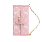 Luxury Leather Monogram iPhone Case With Flip Wallet And Crossbody Strap