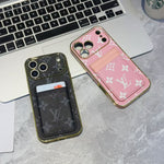 Luxury LV Phone Case with Card Holder For iPhone 12-18 Pro & Pro Max