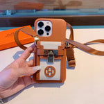 HRM Leather Case with Wristlet Strap & Perfume Charm for iPhone 13-18 Pro & Pro Max