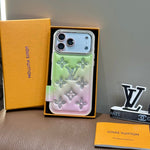 Gradient Crystal Monogram Leather Phone Case for iPhone 13-18 Pro & Pro Max