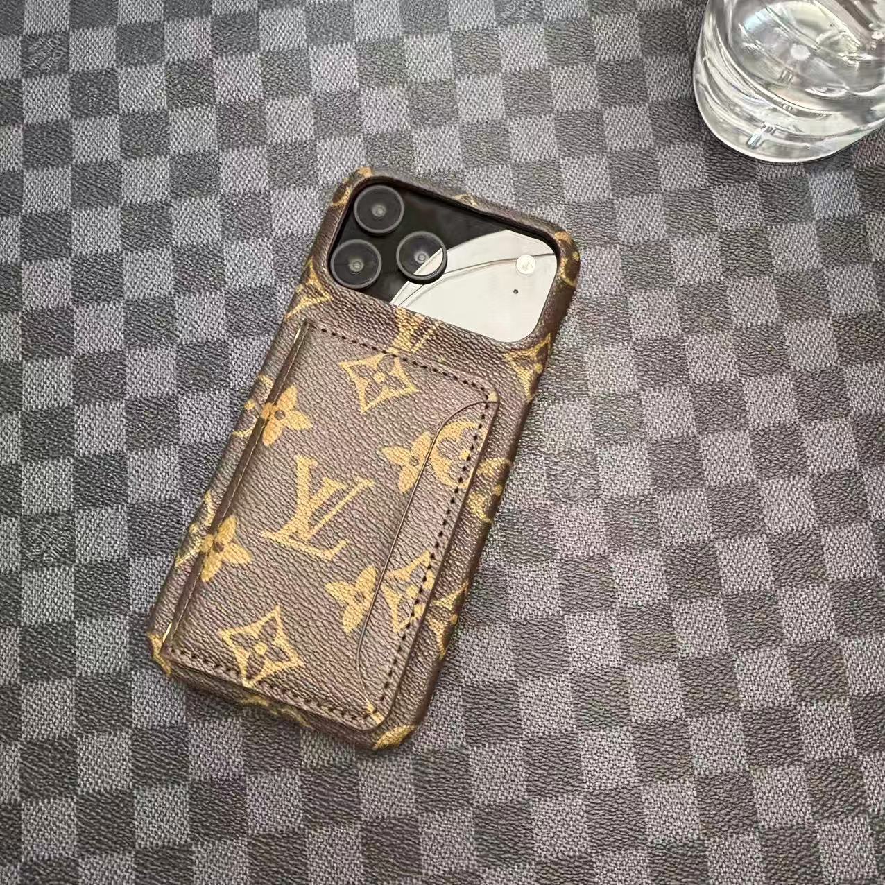 Monogram LV Leather Phone Case For iPhone 17 / 16 / 15 / 14