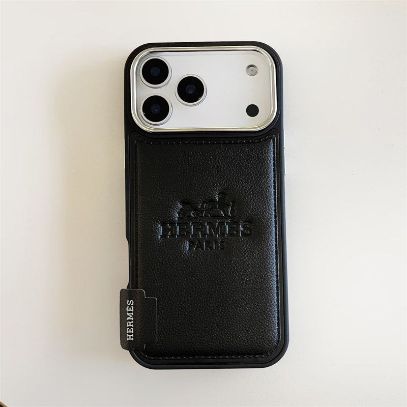 Hermès Style Two-Tone Designer Leather Case for iPhone 12-18 Pro