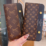 Luxury Flip Monogram Canvas Rivet Leather Case For iPhone