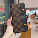 Luxury Flip Monogram Canvas Rivet Leather Case For iPhone