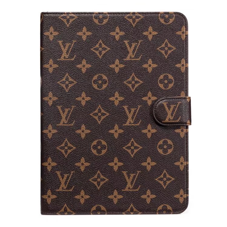 Luxury Canvas Monogram Leather Fresh Summer Theme Pattern Apple iPad case Black