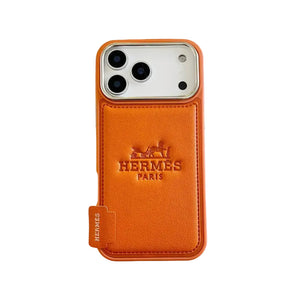 Hermès Style Two-Tone Designer Leather Case for iPhone 12-18 Pro