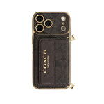 Premium Leather Coach Phone Case with Wallet and Strap for iPhone 12-18 Pro & Pro Max
