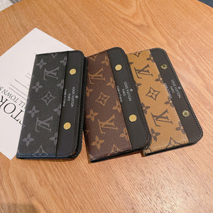 LV Flip Monogram Canvas Rivet Leather Case Apple Card Holder iPhone Case