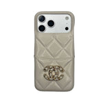 Chanel Quilted Caviar Leather Case with Chain Logo Emblem for iPhone