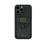 Dior Oblique Flap Pocket Leather Case - Black