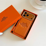HRMS Two-Tone Leather Case with Stamped Logo for iPhone 13-18 Pro & Pro Max