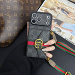 GG Luxury Supreme Monogram Wallet Case for iPhone 13-18 Pro & Pro Max