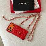 Premium Quilted Leather Crossbody Wallet Case for iPhone 12 - 17 Series