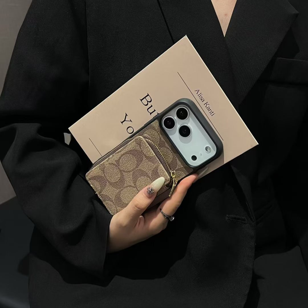 Luxury Leather Case Coach Card Holder For iPhone 17 / 16 / 15 / 14