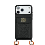 Loewe Leather Wallet Case with Crossbody Lanyard Strap for iPhone 12-18 Pro & Pro Max