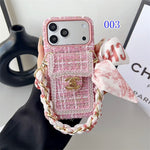 Luxury Tweed Designer iPhone Case | Classic Purse Style with Scarf Chain
