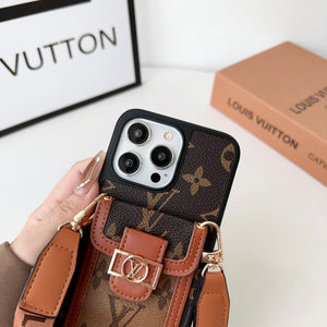 LV DAUPHINE LEATHER MONOGRAM CROSSBODY IPHONE CASE