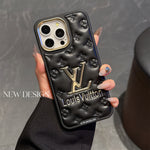 Finest LV Electroplated Classic Monogram Embossed Leather Apple iPhone Case