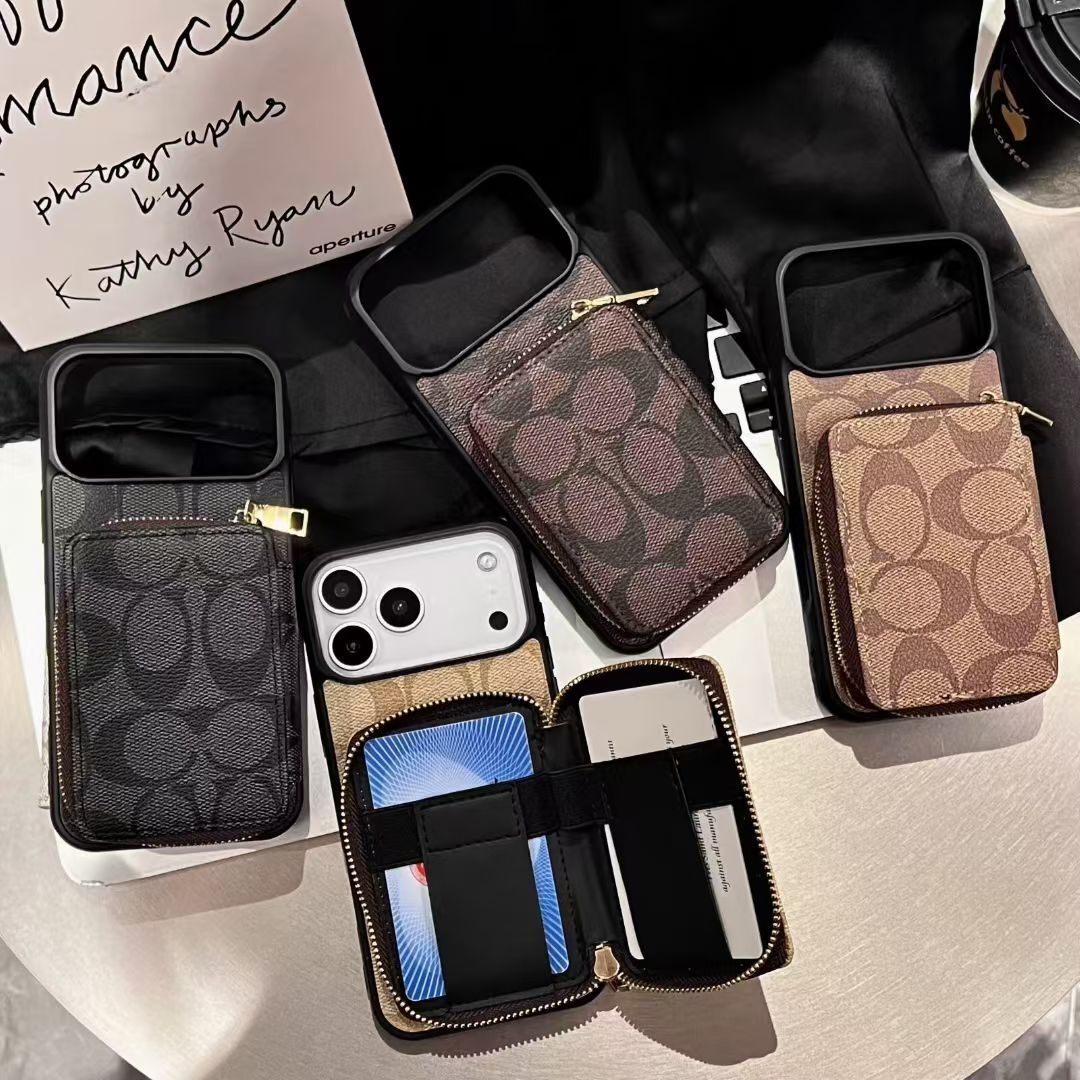 Luxury Leather Case Coach Card Holder For iPhone 17 / 16 / 15 / 14
