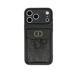 Dior Oblique Flap Pocket Leather Case - Black