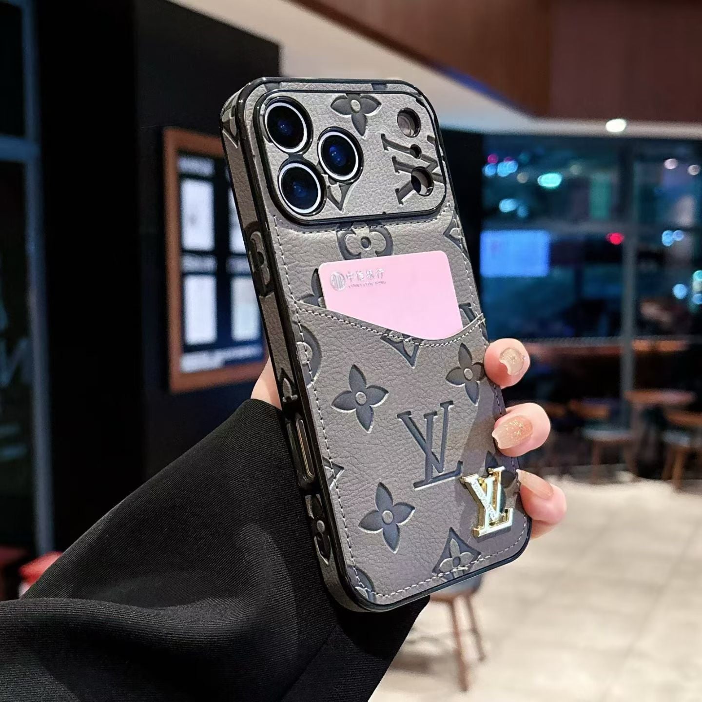 Lv Luxury Phone Case With Card Holder For iPhone 17/ 16 / 15 / 14