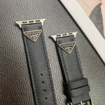 Double Triangle Monogram Label Leather Apple Watch Band