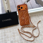 Chanel Genuine Leather Wallet Leather Crossbody Bag Phone Case For iPhone 17 / 16 / 15 / 14