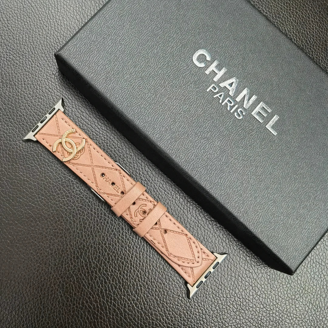 Chanel Gold Monogram 3D Embossed Leather Apple Watch Strap