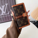 Premium Genuine Leather Monogram Canvas Wallet Card Holder iPhone Case Roxy New 2